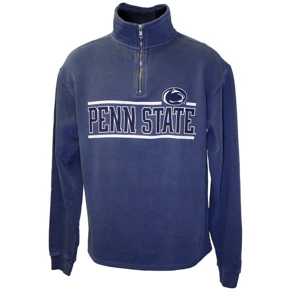 navy 1/4 zip crew sweatshirt with screened Penn State and Athletic Logo